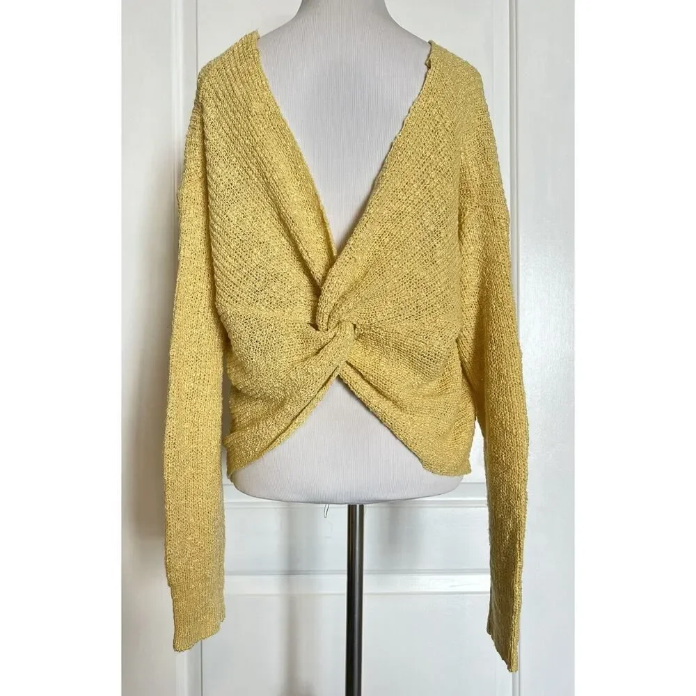 $89 LOVE TREE Los Angeles Boutique Open Back Twist Knot Knit Sweater Designer L